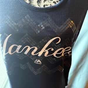 Majestic Navy Sequin Yankees Tank